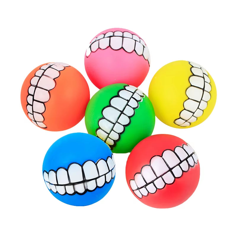 Rubber Squeaky Dog Chew Toy - Bite Resistant Cleaning Ball for Small Puppies, 7cm Diameter