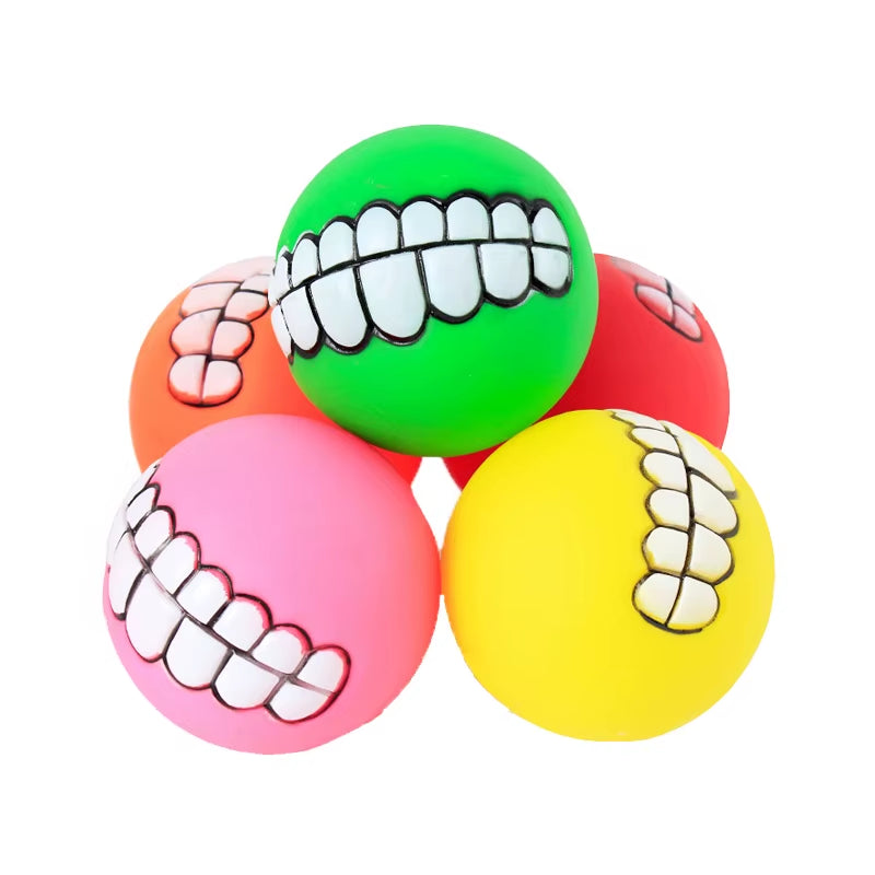 Rubber Squeaky Dog Chew Toy - Bite Resistant Cleaning Ball for Small Puppies, 7cm Diameter