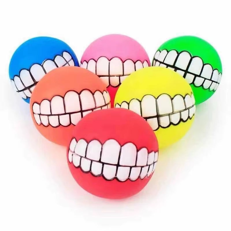 Rubber Squeaky Dog Chew Toy - Bite Resistant Cleaning Ball for Small Puppies, 7cm Diameter