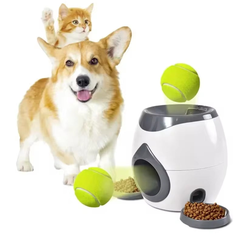 Automatic Tennis Ball Launcher for Medium Dogs - Interactive Training Device and Smart Feeder