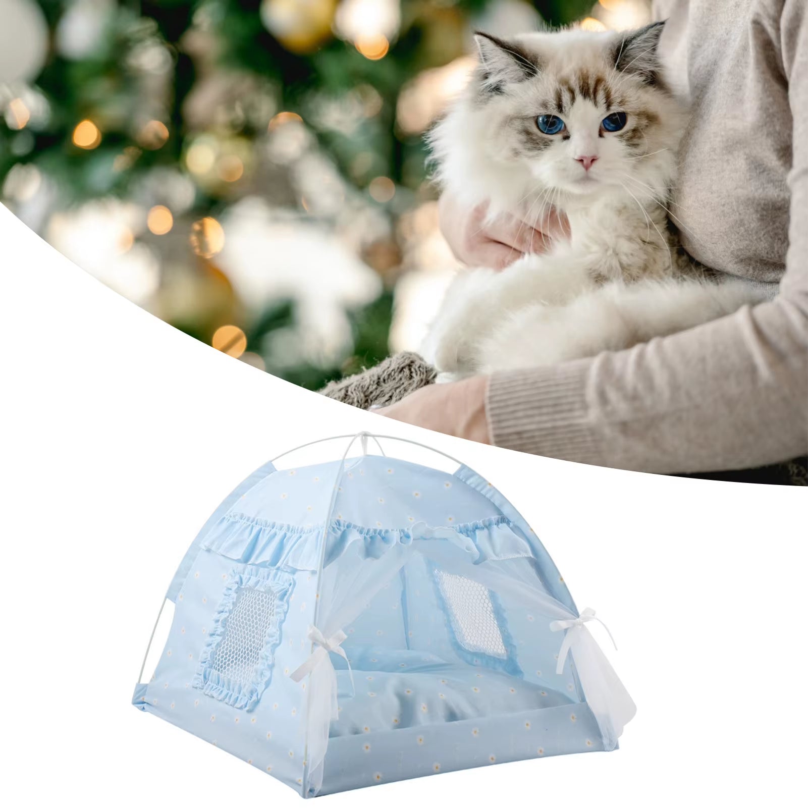 Cozy Floral Print Pet Tent House - The Perfect Portable Bed for Small Dogs and Cats
