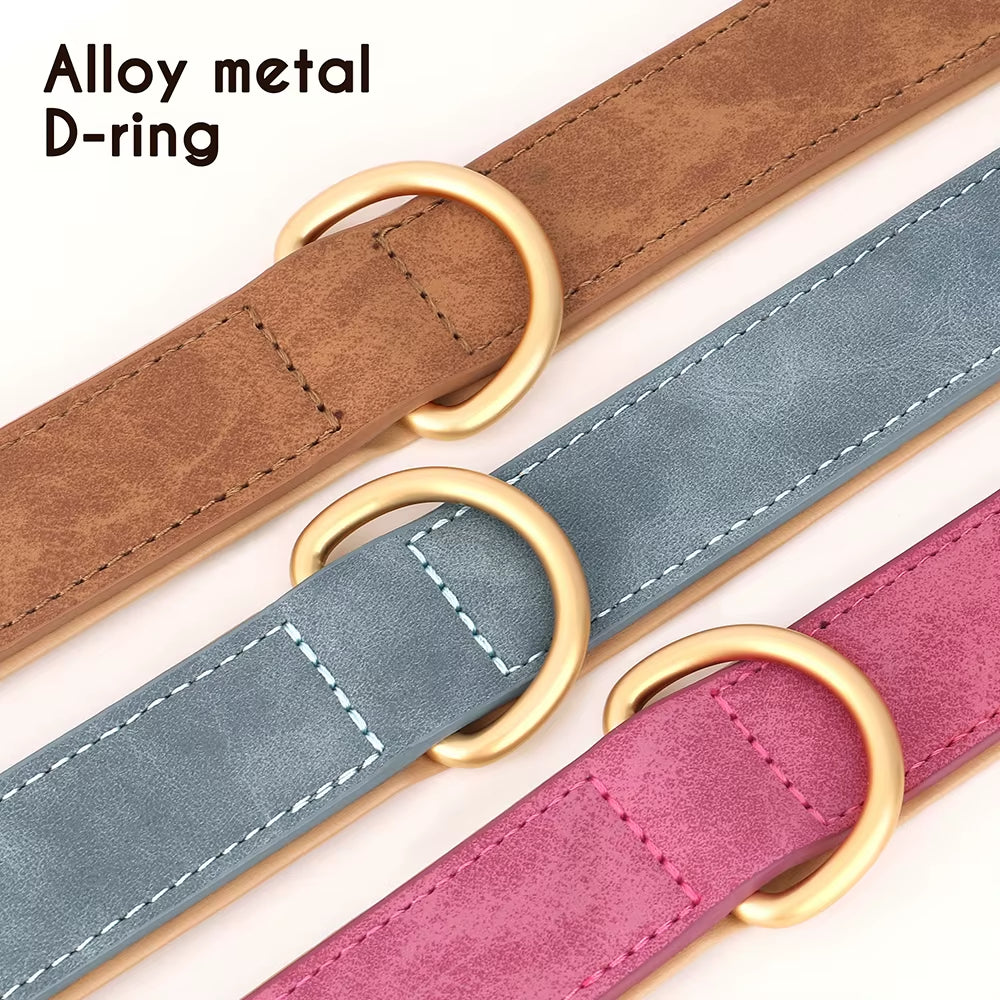 Premium Leather Dog Collar with Soft Padding - Adjustable for Small, Medium, and Large Breeds