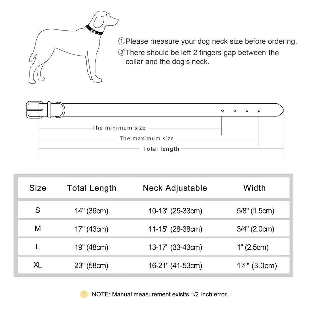 Premium Leather Dog Collar with Soft Padding - Adjustable for Small, Medium, and Large Breeds