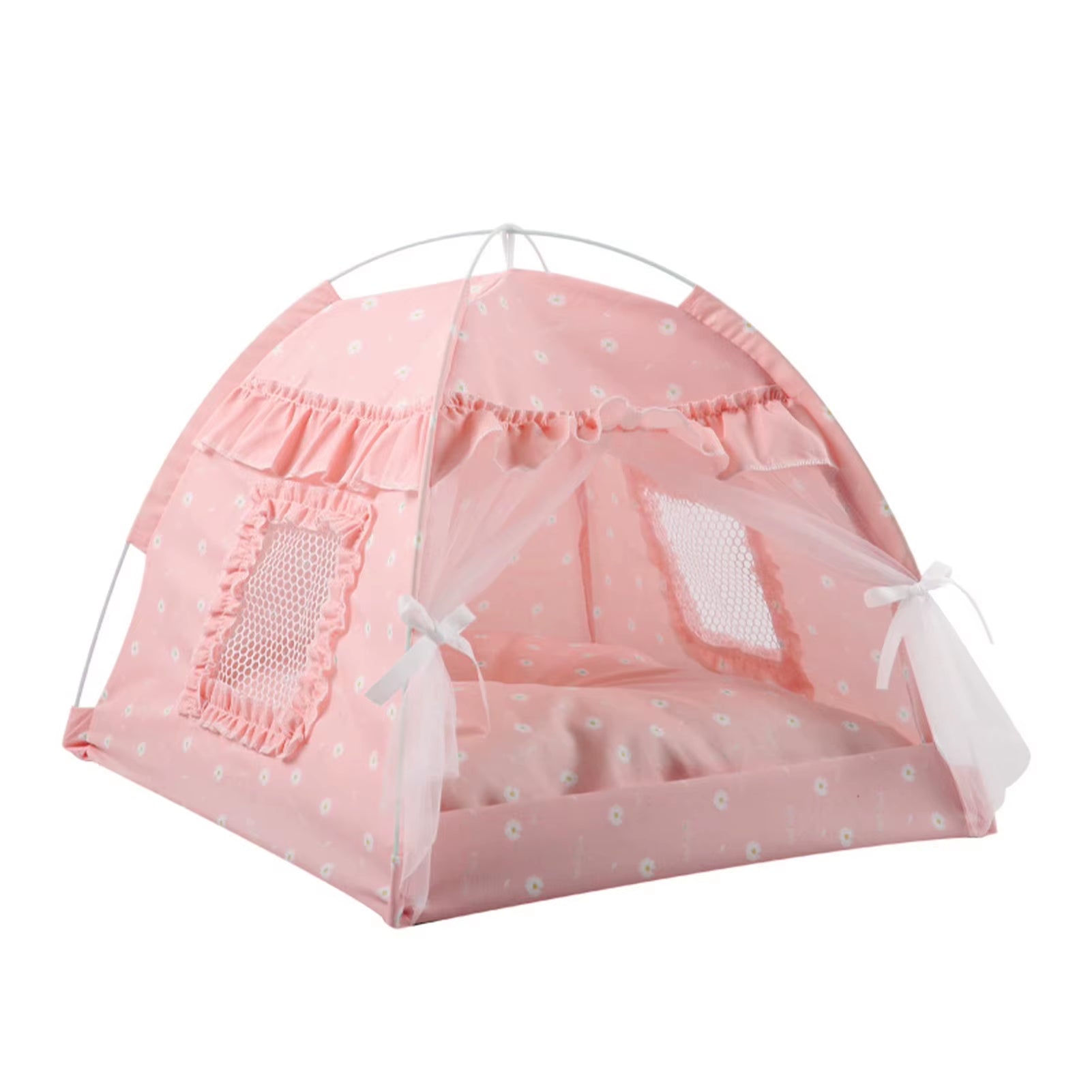 Cozy Floral Print Pet Tent House - The Perfect Portable Bed for Small Dogs and Cats