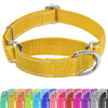 Seyezo Martingale Dog Collar Slip Martingale Collar with No Buckle Adjustable Pet Trainning Collar for Small Medium Large Dogs Reflective Heavy Duty Nylon No Pull Martingale Collar L Yellow