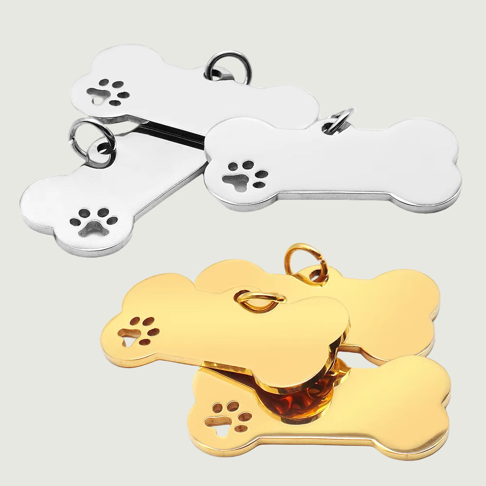 100PCS Stainless Steel Pet ID Tags for Dogs and Cats - Engravable Paw Collar Accessories