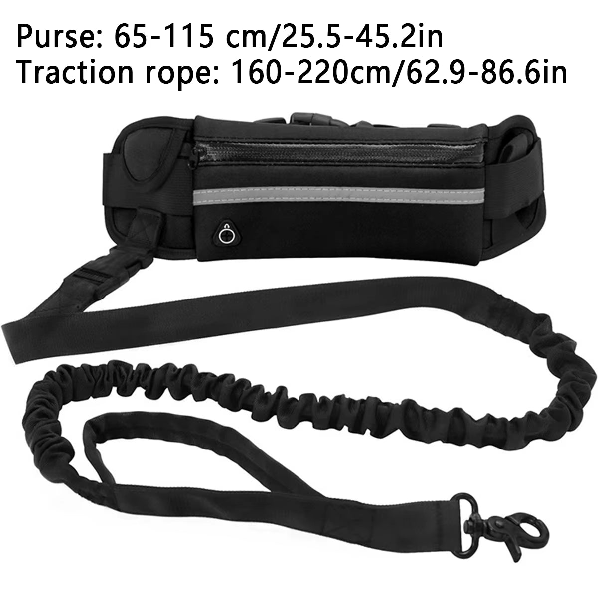 Hands-Free Reflective Dog Leash for Running and Walking with Waist Bag and Elastic Retractable Belt