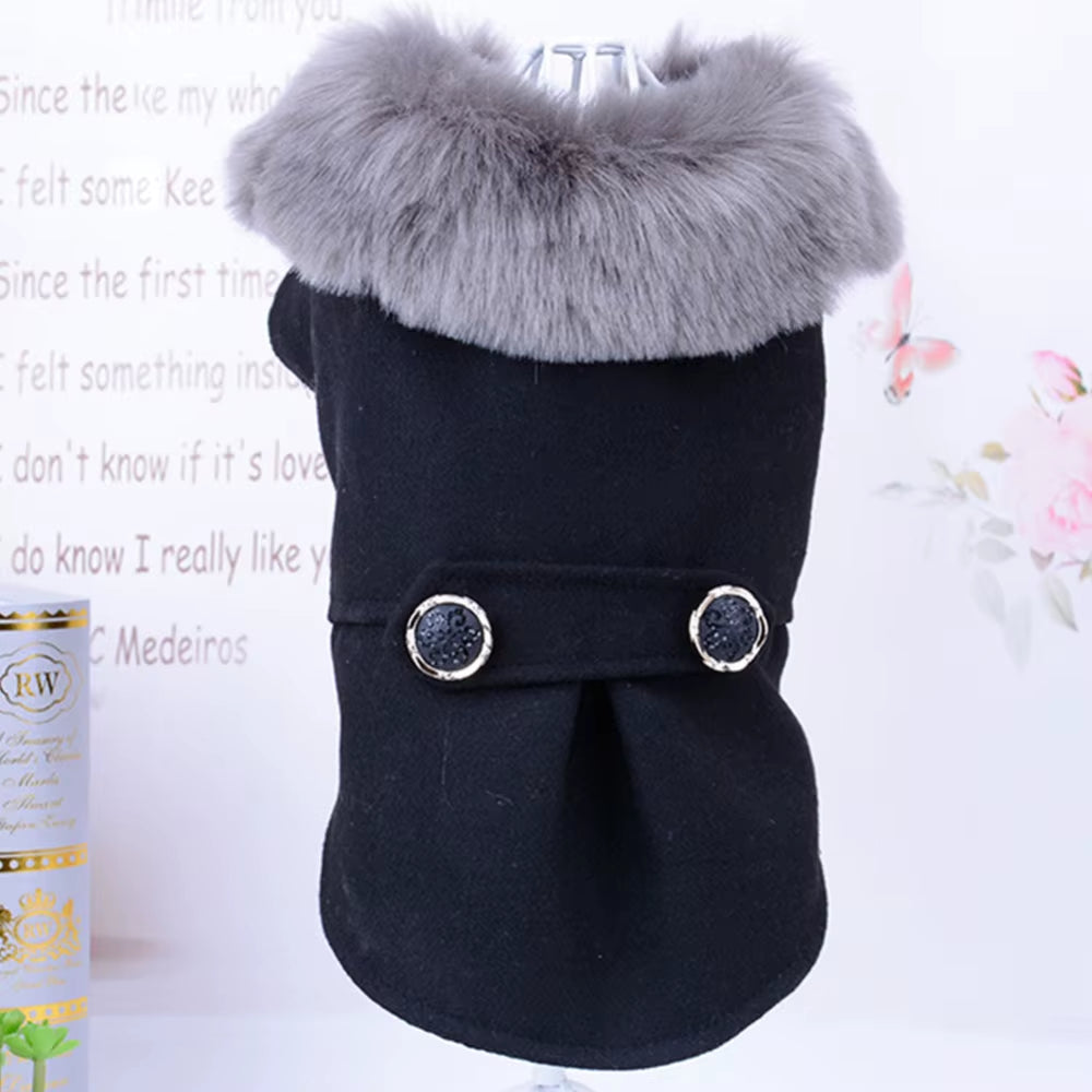 Winter Apparel for Small to Medium Dogs and Cats - Fur Collar Jacket and Sweater with Warm Padded Design