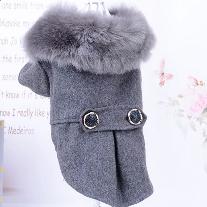 Winter Apparel for Small to Medium Dogs and Cats - Fur Collar Jacket and Sweater with Warm Padded Design