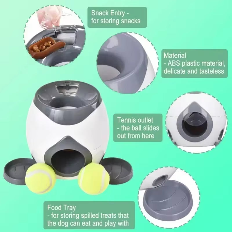 Automatic Tennis Ball Launcher for Medium Dogs - Interactive Training Device and Smart Feeder