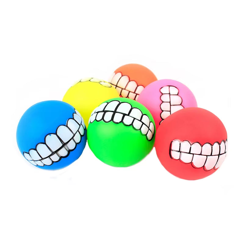 Rubber Squeaky Dog Chew Toy - Bite Resistant Cleaning Ball for Small Puppies, 7cm Diameter