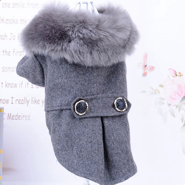Winter Apparel for Small to Medium Dogs and Cats - Fur Collar Jacket and Sweater with Warm Padded Design