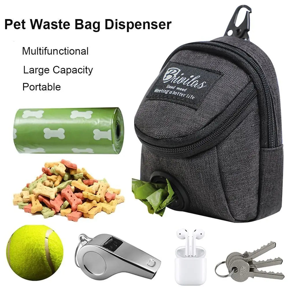Portable Dog Training Treat Bag with Poop Bag Dispenser - Outdoor Pet Accessory for Rewarding Puppies