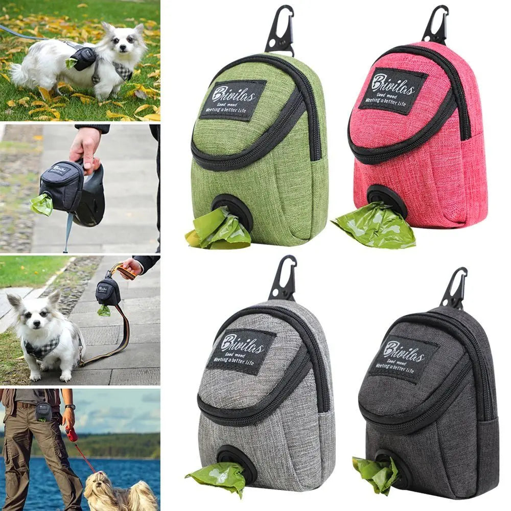 Portable Dog Training Treat Bag with Poop Bag Dispenser - Outdoor Pet Accessory for Rewarding Puppies