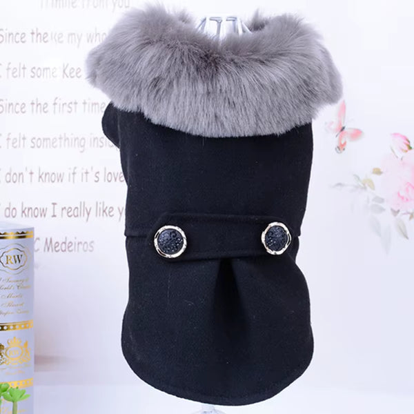 Winter Apparel for Small to Medium Dogs and Cats - Fur Collar Jacket and Sweater with Warm Padded Design