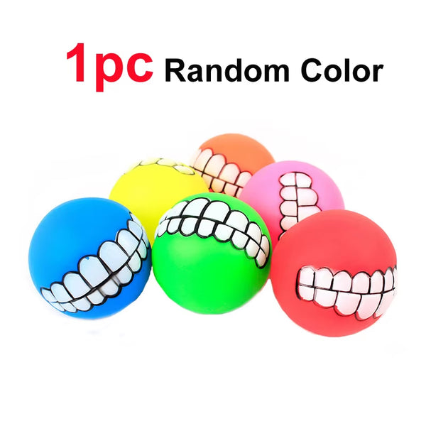 Rubber Squeaky Dog Chew Toy - Bite Resistant Cleaning Ball for Small Puppies, 7cm Diameter