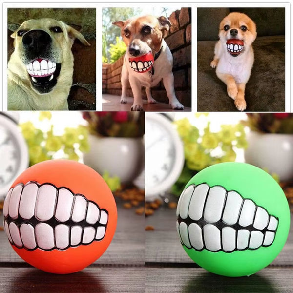 Rubber Squeaky Dog Chew Toy - Bite Resistant Cleaning Ball for Small Puppies, 7cm Diameter